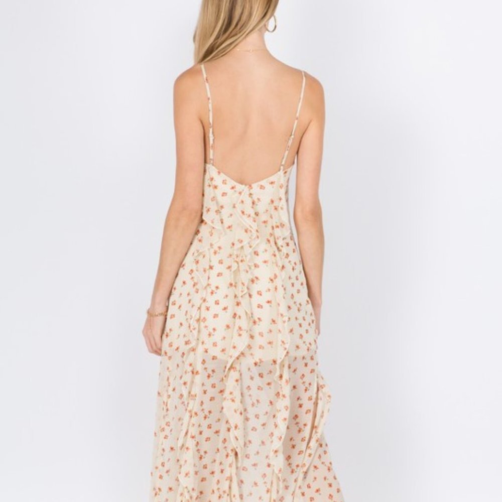 Yellow Floral Summer Maxi Dress With Back Ruffle - Picture 7 of 13